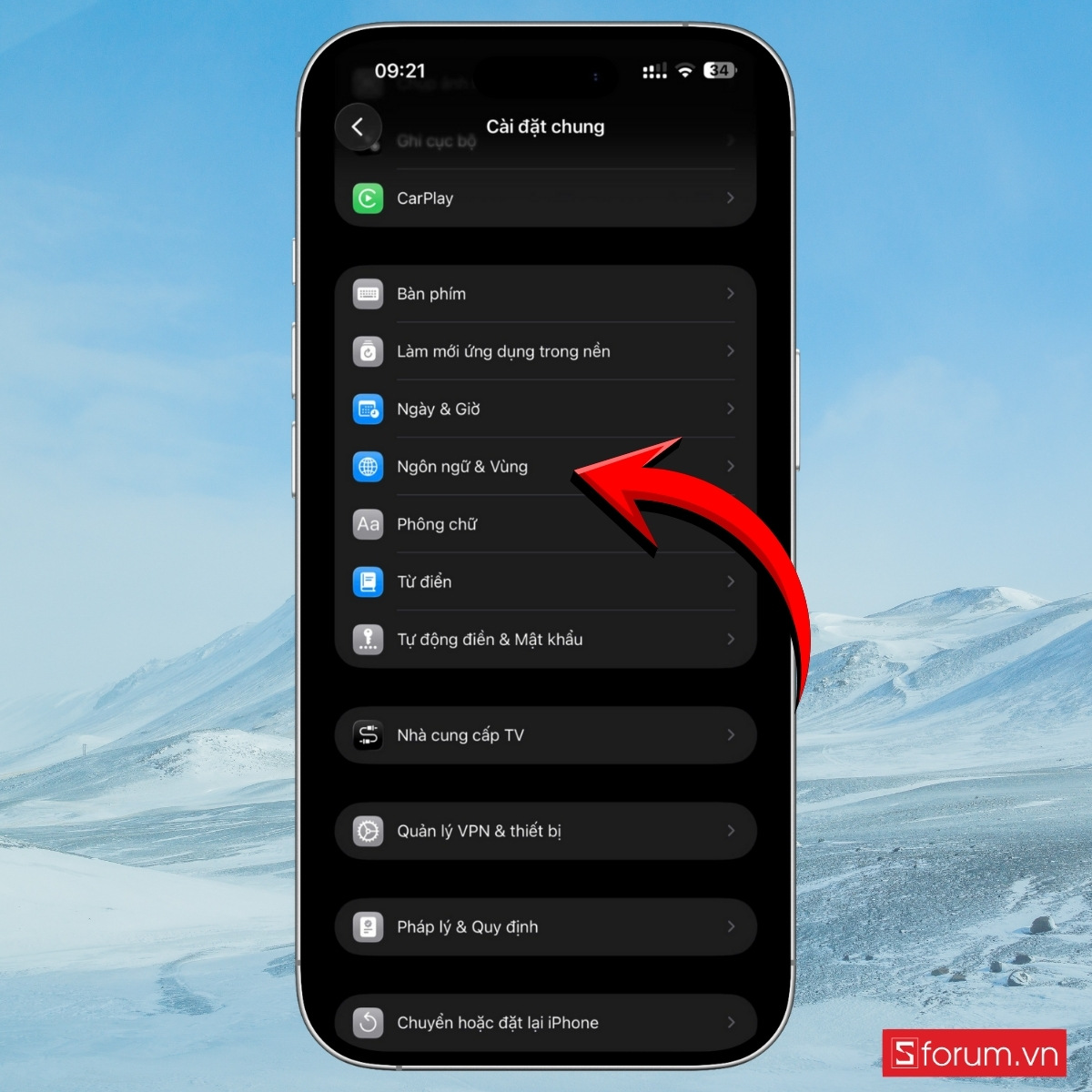 Thiết lập lại ngày giờ và khu vực 8