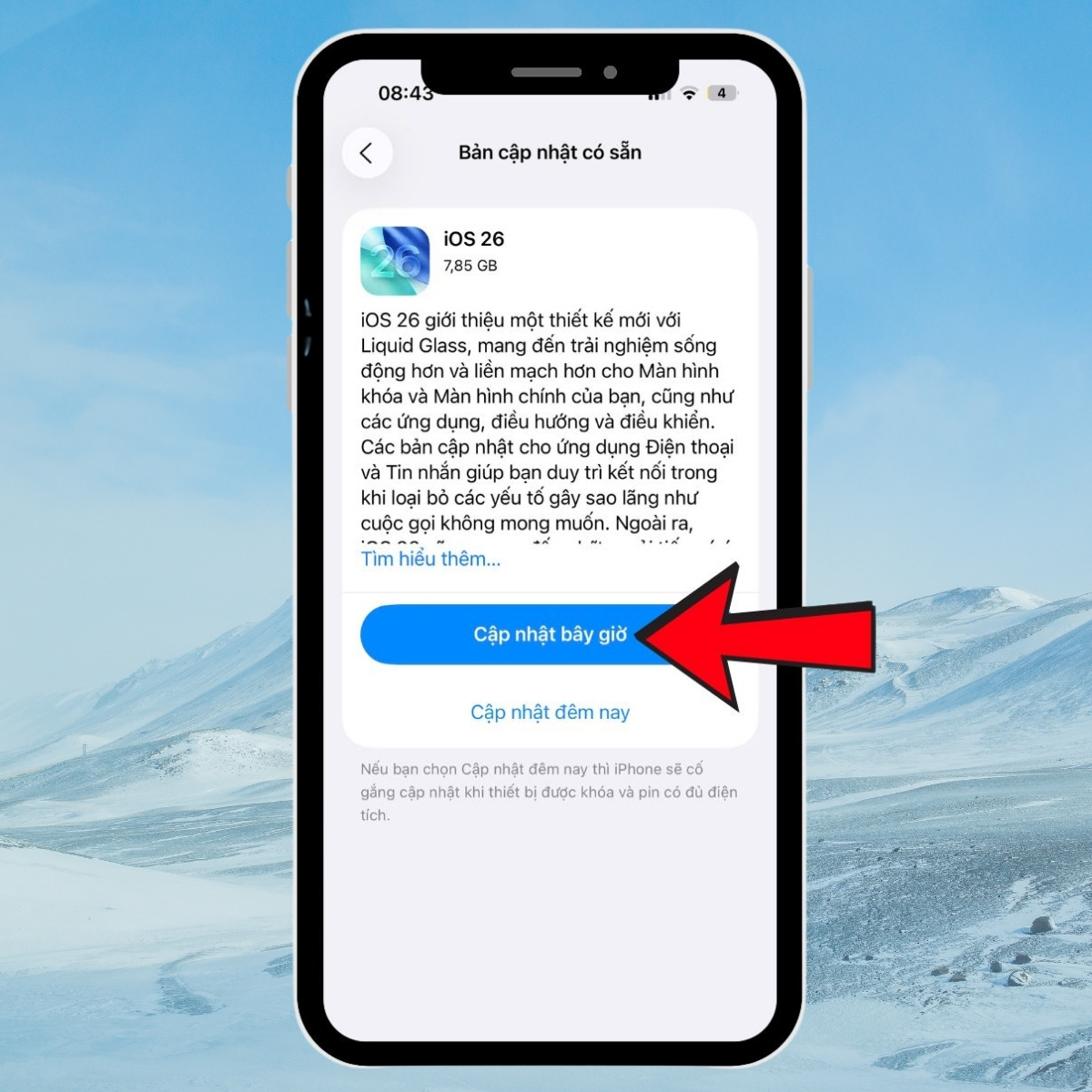 Cập nhật phiên bản hệ điều hành mới 5