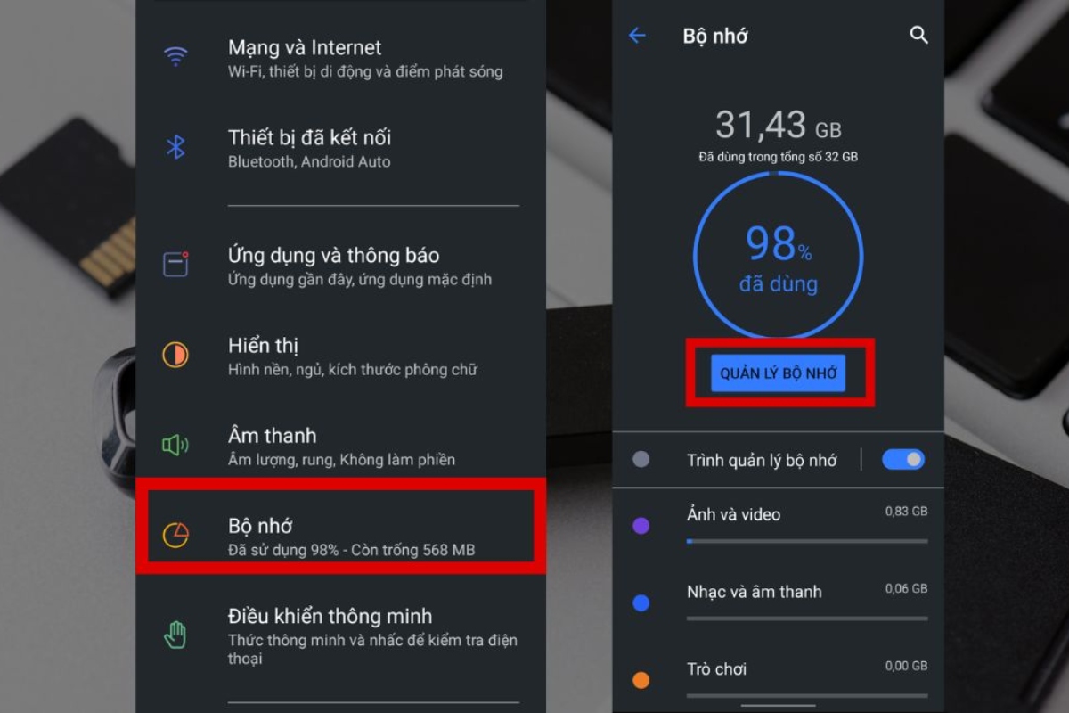 Kiểm tra lại bộ nhớ điện thoại 1