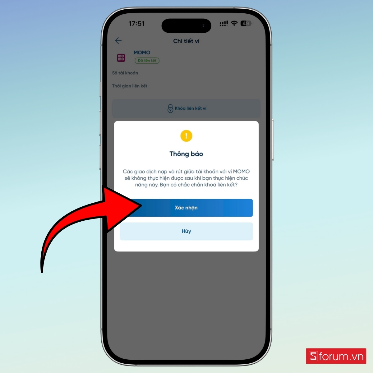 Cách huỷ liên kết MoMo với ngân hàng thông qua Internet Banking bước 5