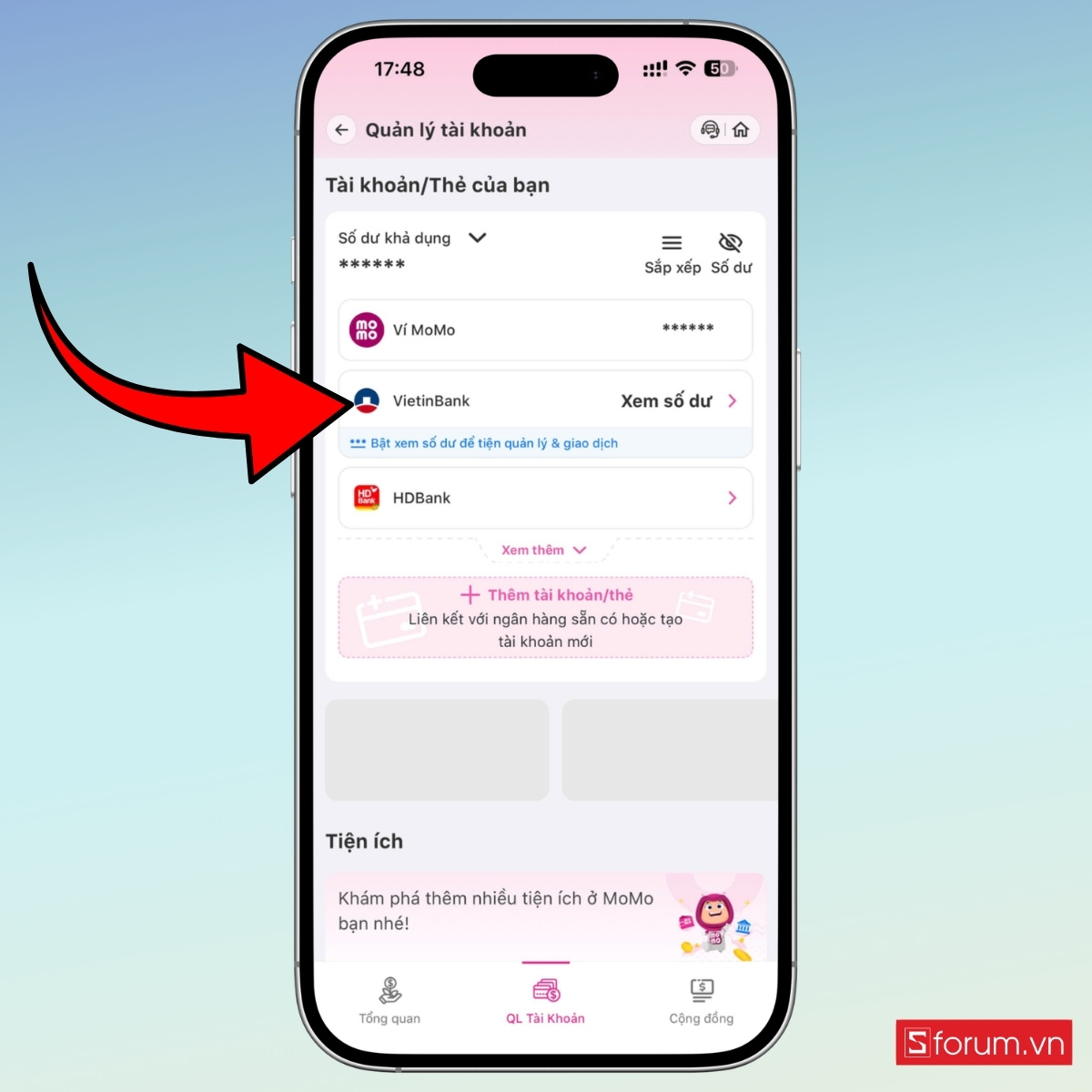 Cách huỷ liên kết MoMo với ngân hàng trực tiếp trên ứng dụng bước 4