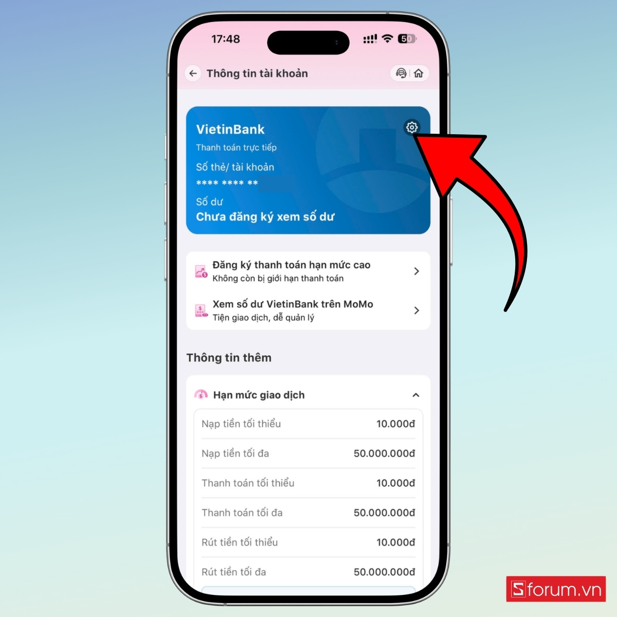 Cách huỷ liên kết MoMo với ngân hàng trực tiếp trên ứng dụng bước 5