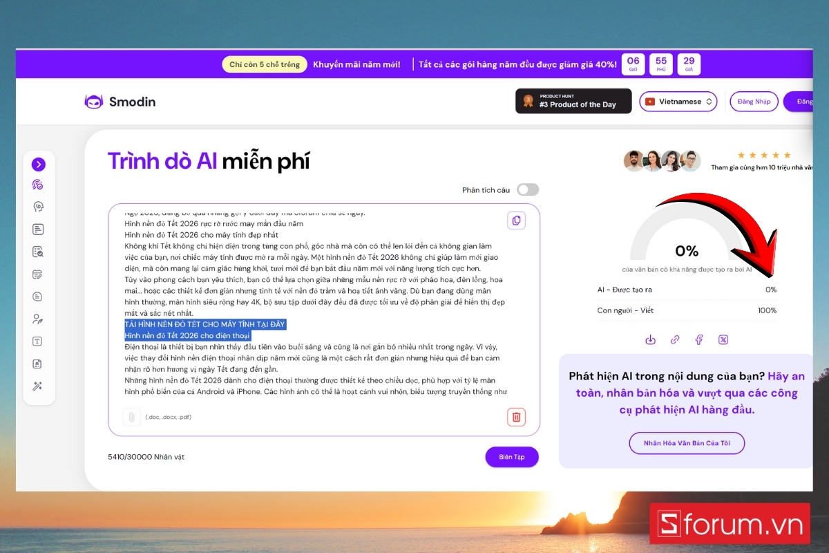 Hướng dẫn cách sử dụng Smodin AI content detector xem kết quả