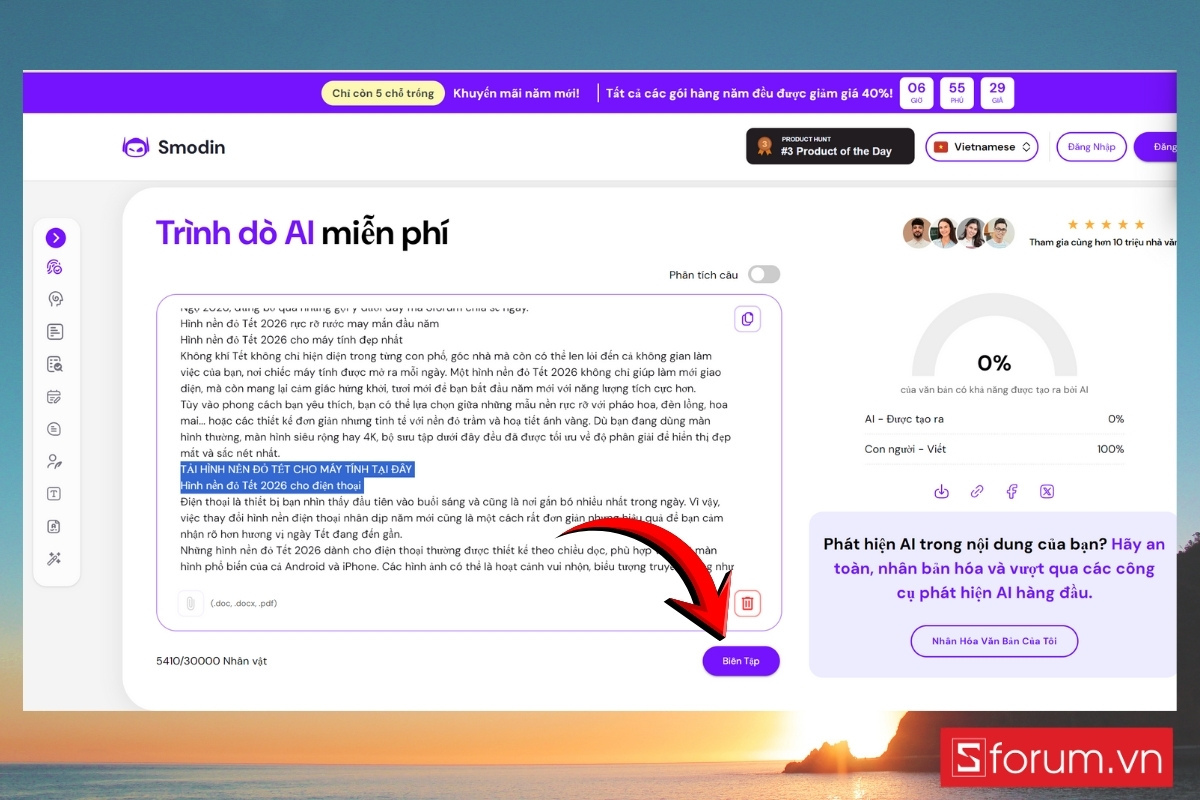 Hướng dẫn cách sử dụng Smodin AI content detector chỉnh sửa và kiểm tra