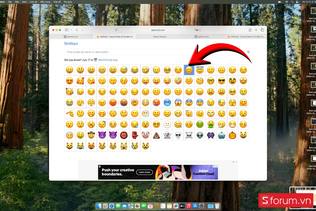 Cách mở Emoji trên MacBook qua trang web bước 2