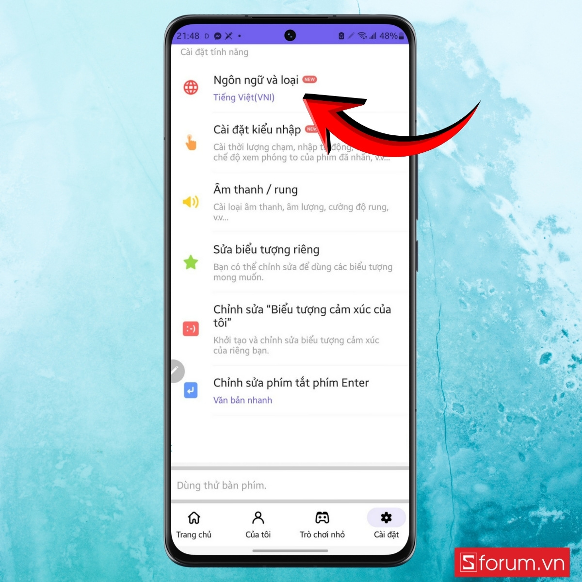 Cách bật gõ tiếng Việt kiểu VNI hoặc Telex trên Design Keyboard  2