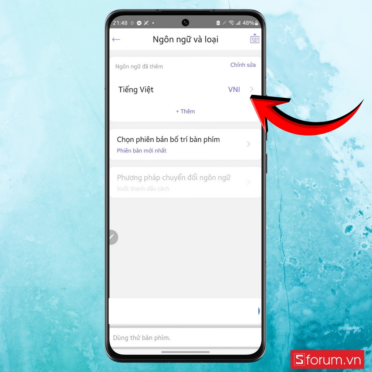 Cách bật gõ tiếng Việt kiểu VNI hoặc Telex trên Design Keyboard 3