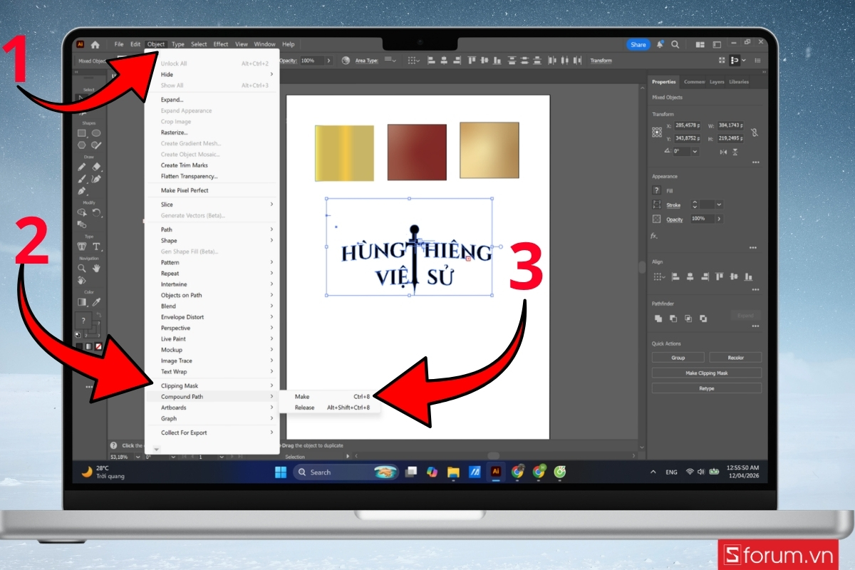 Cách tạo hiệu ứng text poster Giỗ Tổ Hùng Vương bước 15