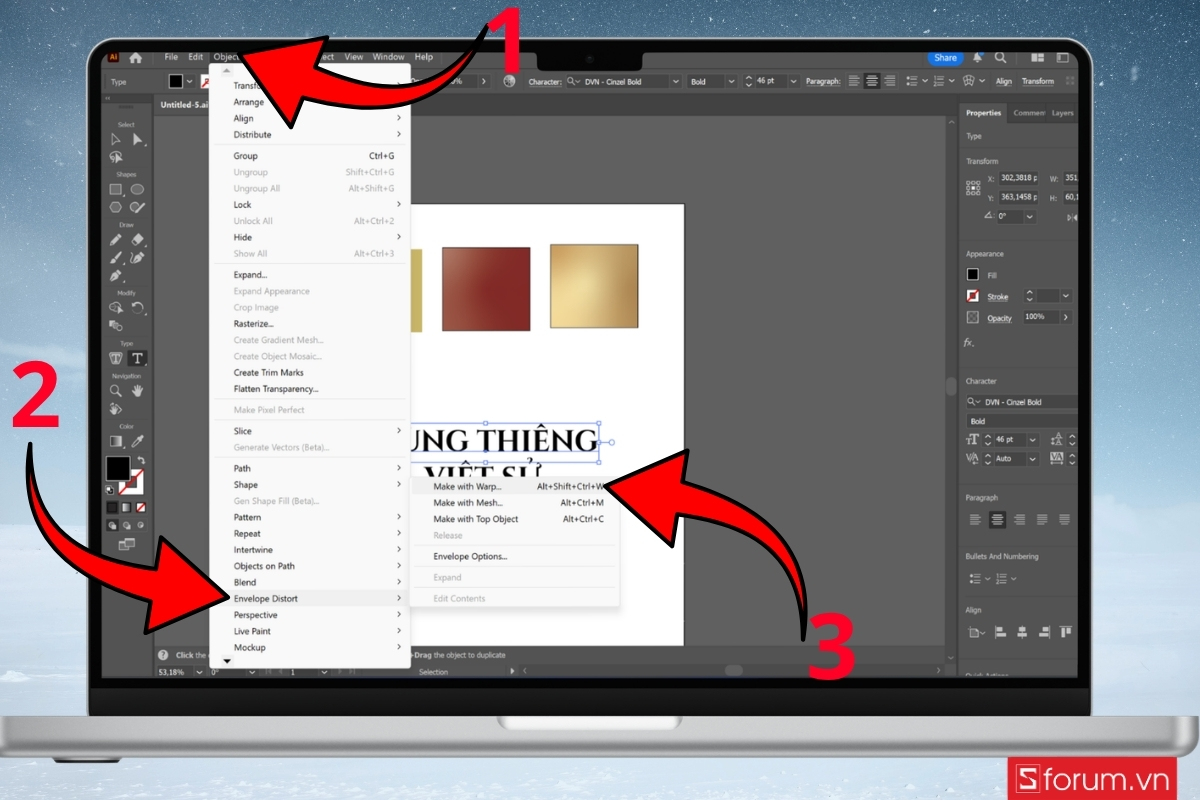 Cách tạo hiệu ứng text poster Giỗ Tổ Hùng Vương bước 5