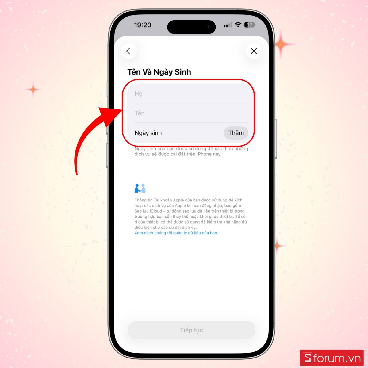 Nhập thông tin cá nhân cơ bản