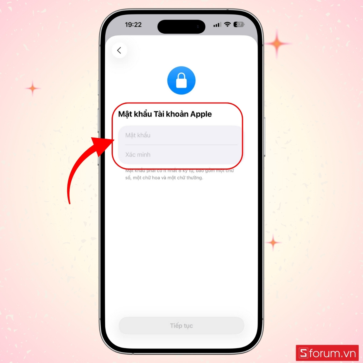 Nhập mật khẩu mạnh và đầy đủ