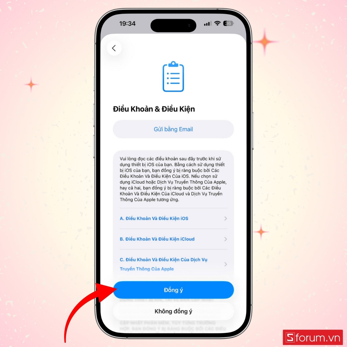 Đồng ý điều khoản từ Apple
