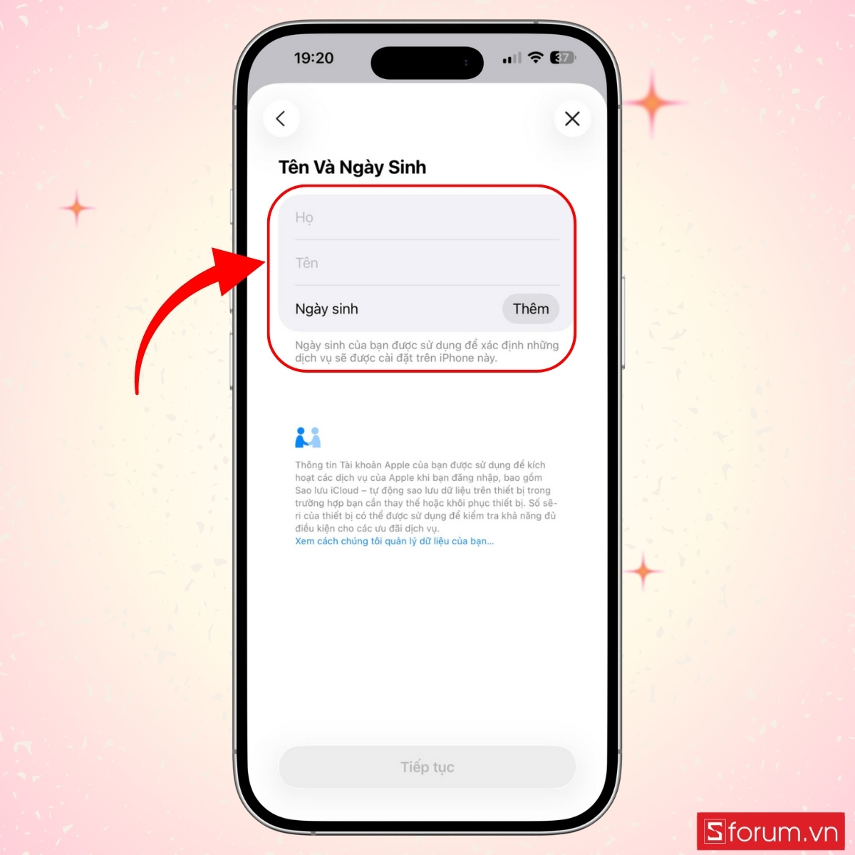  Nhập thông tin cá nhân