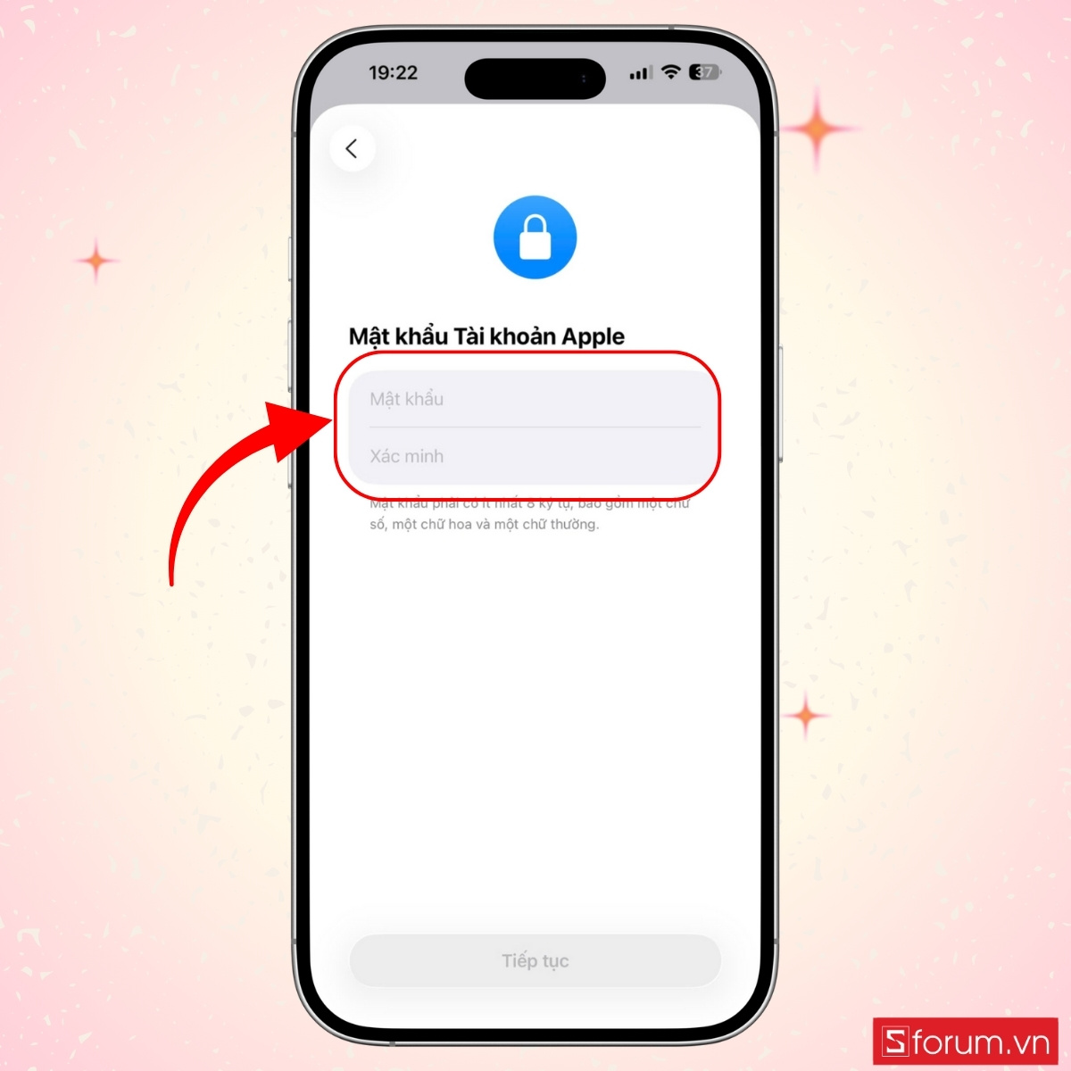 Tạo mật khẩu và xác minh số điện thoại
