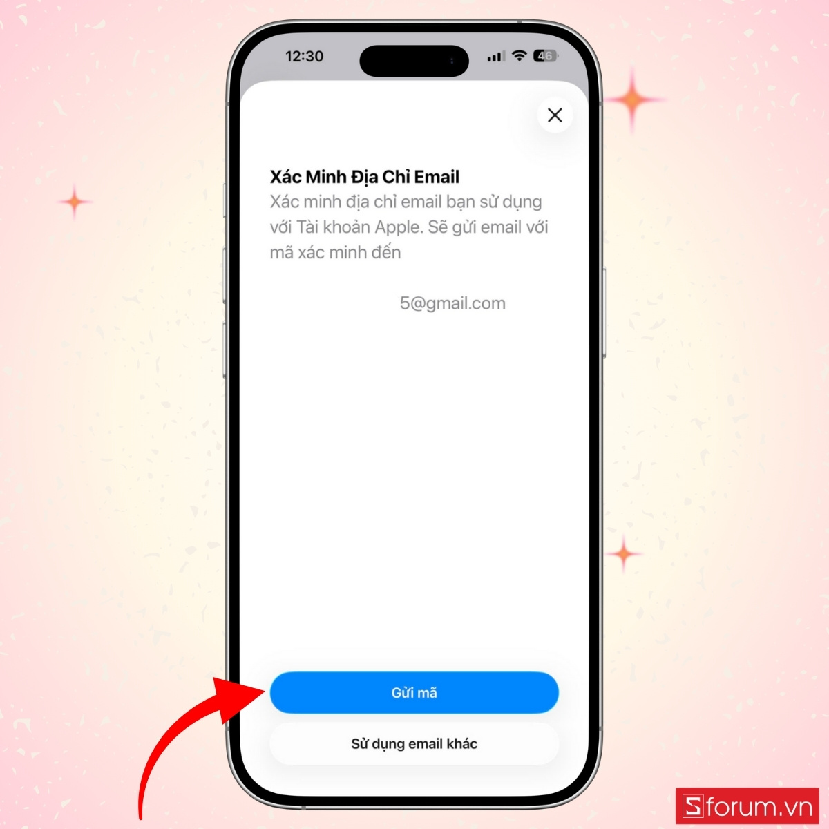 Tiếp tục nhấn Gửi mã