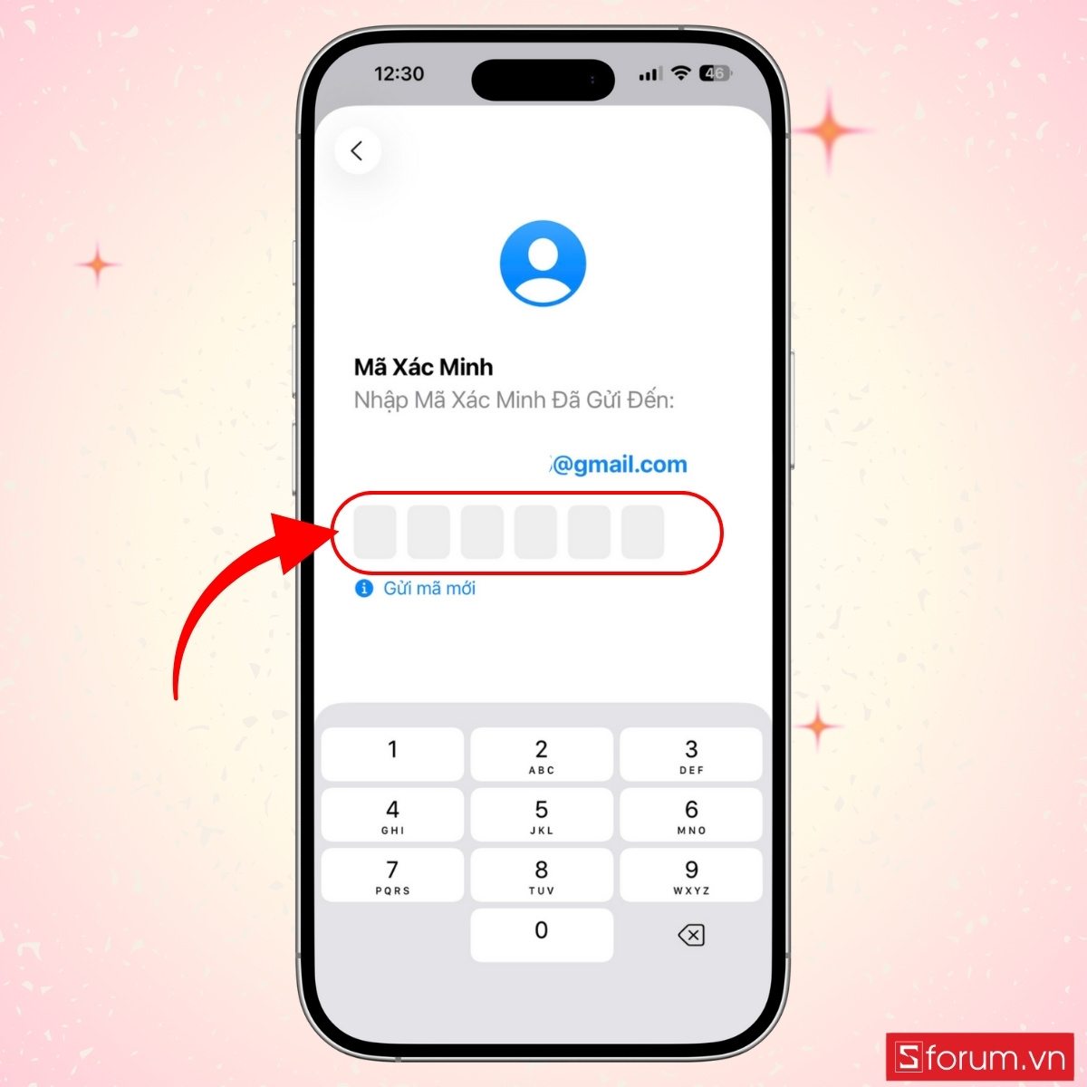 Điền mã xác minh vào