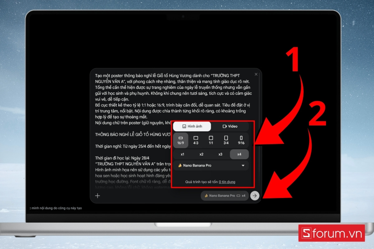 Các bước tạo mẫu thông báo nghỉ lễ bằng AI bước 6