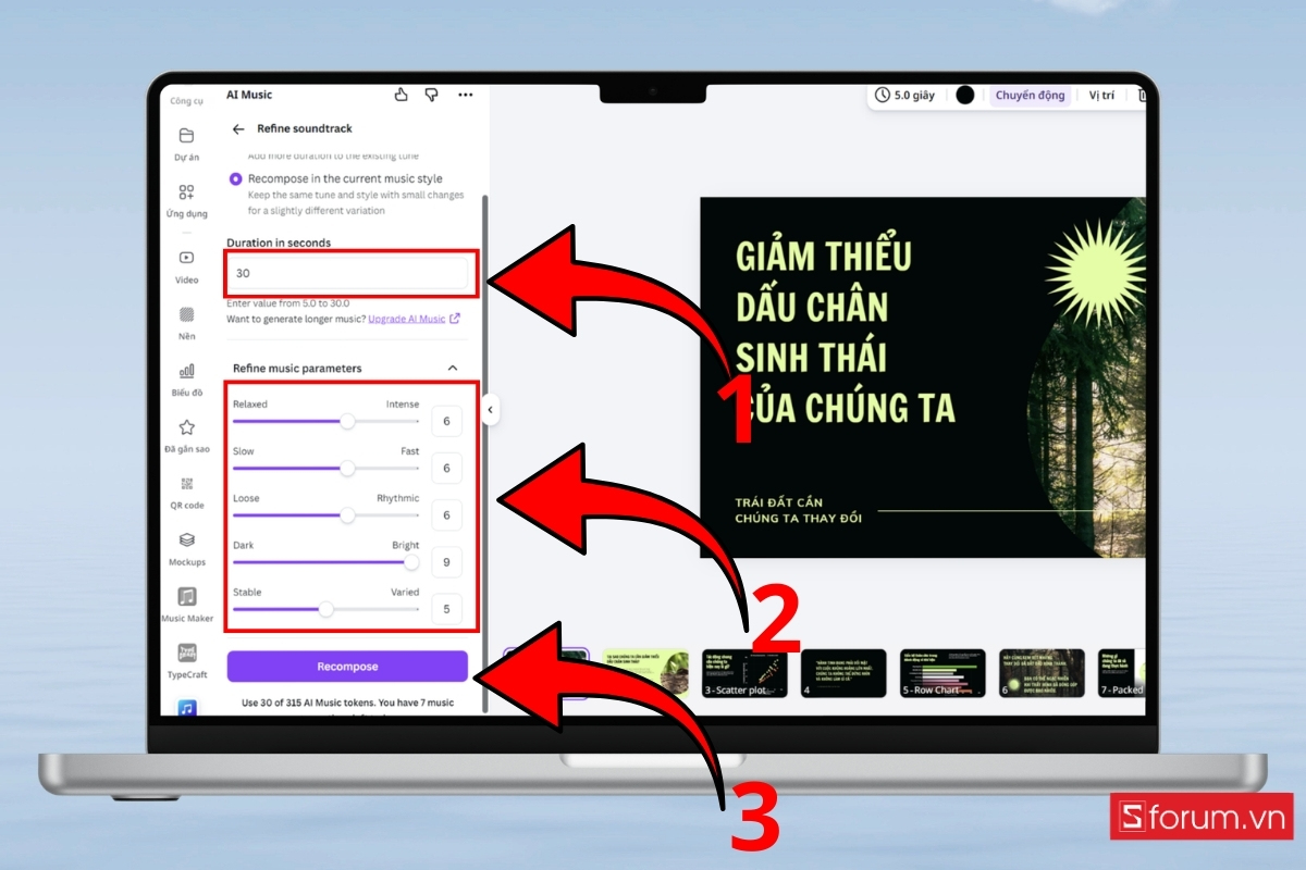 Cách tạo nhạc bằng AI trên Canva từng bước thiết lập thời gian bản nhạc