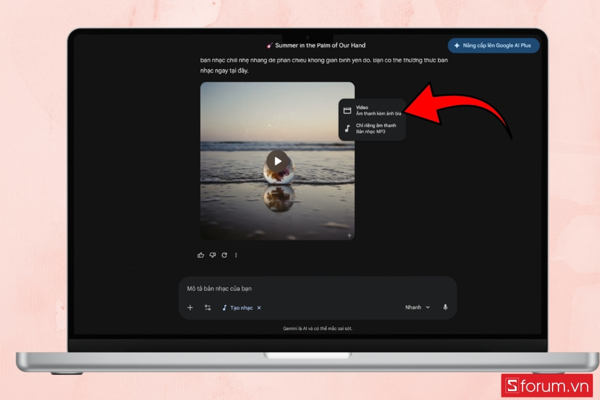 Hướng dẫn cách tạo nhạc trên Gemini bằng Lyria 3 chọn tùy chọn tải