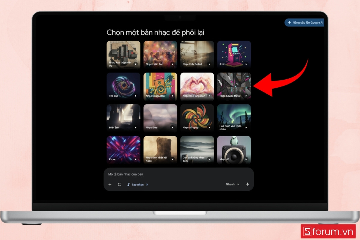 Hướng dẫn cách tạo nhạc trên Gemini bằng Lyria 3 chọn một bản nhạc muốn phối lại