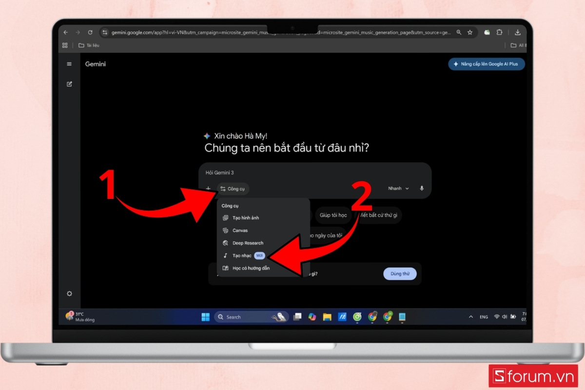 Hướng dẫn cách tạo nhạc trên Gemini bằng Lyria 3 truy cập Gemini