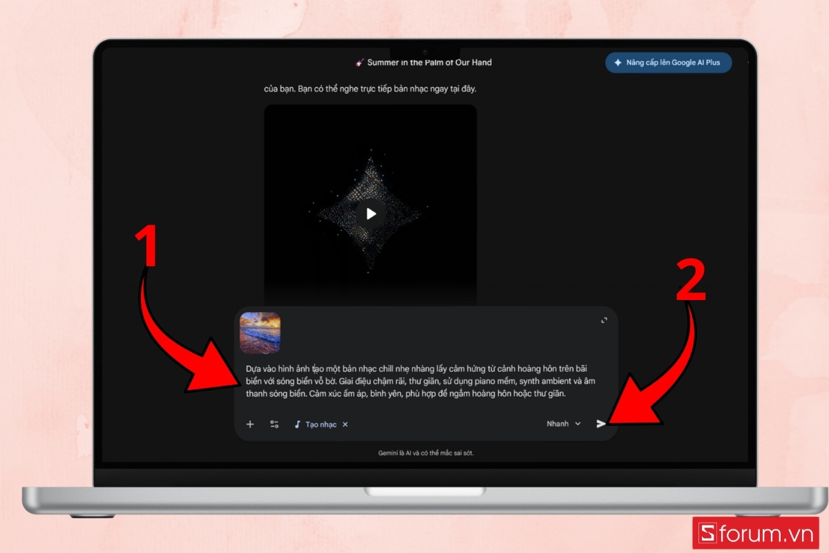 Hướng dẫn cách tạo nhạc trên Gemini bằng Lyria 3 tạo nhạc tải hình và nhập prompt