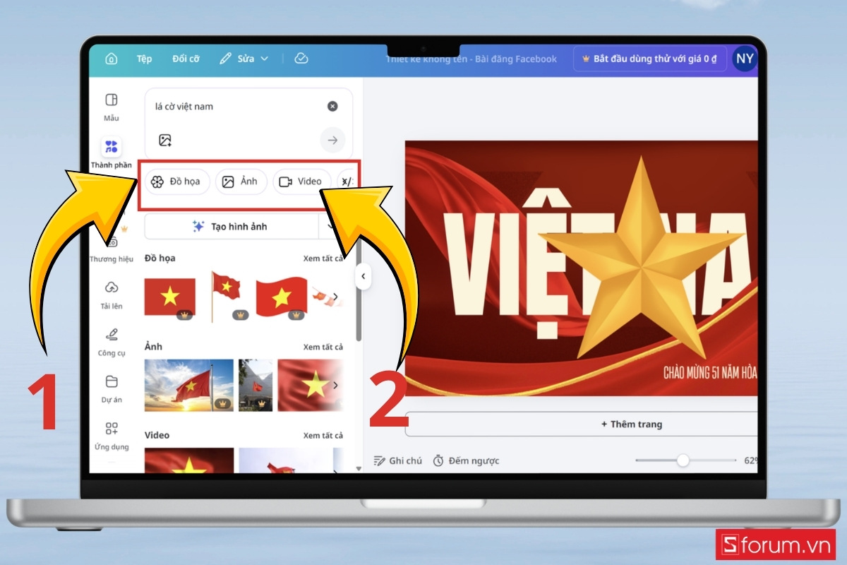 Các bước thiết kế poster giải phóng miền Nam trên Canva bước 6