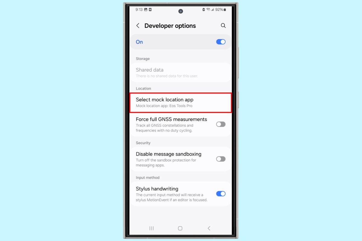 Tính năng sử dụng vị trí giả trong chế độ nhà phát triển OPPO