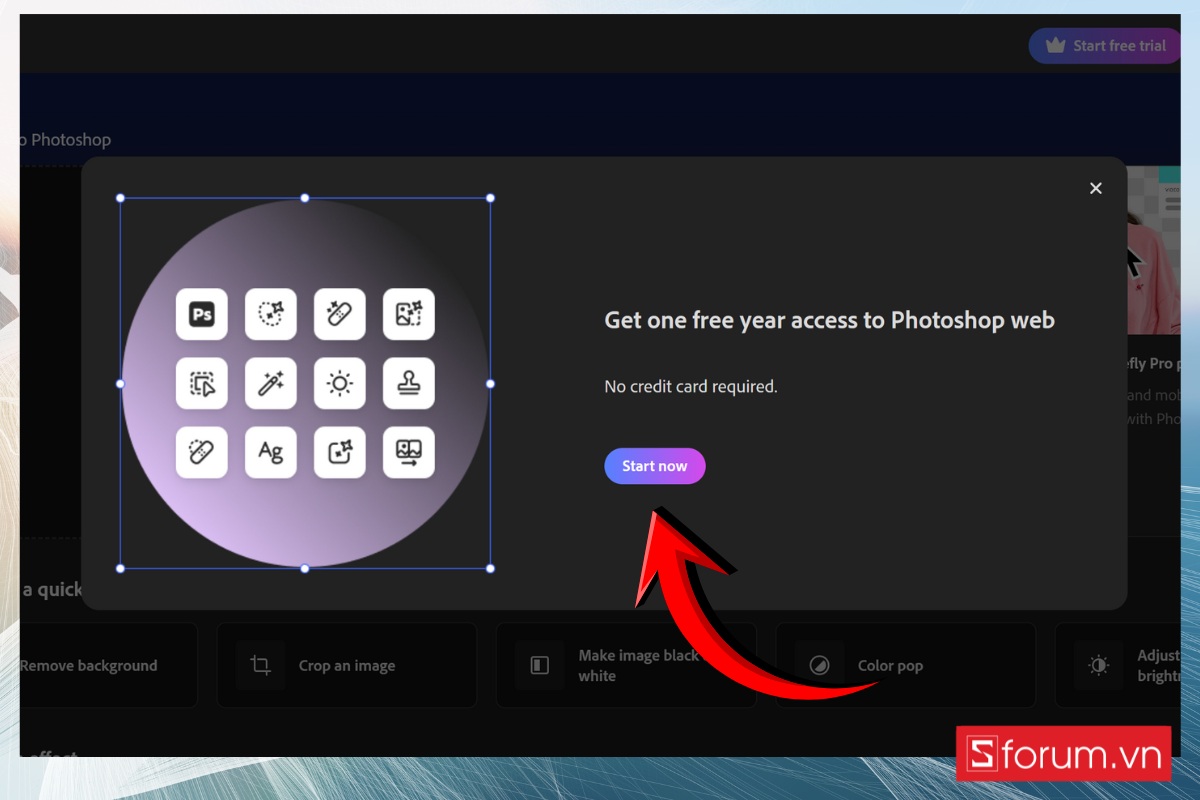 Các bước truy cập miễn phí vào Photoshop Web trong 12 tháng 2