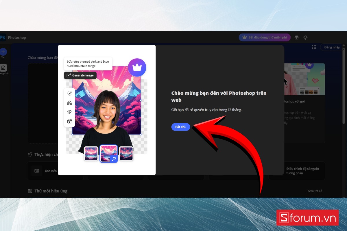 Các bước truy cập miễn phí vào Photoshop Web trong 12 tháng 4