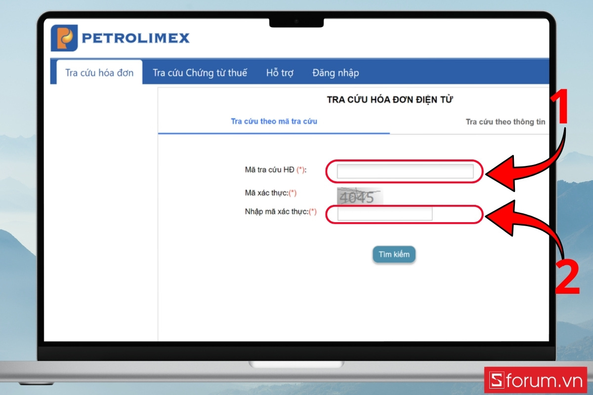 Tra cứu hóa đơn xăng dầu bằng mã tra cứu nhập mã số