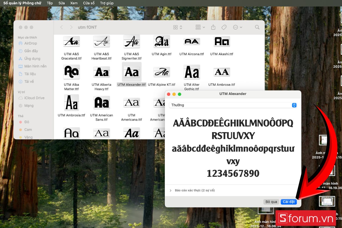 Thao tác thêm cùng lúc nhiều font chữ vào Macbook 3