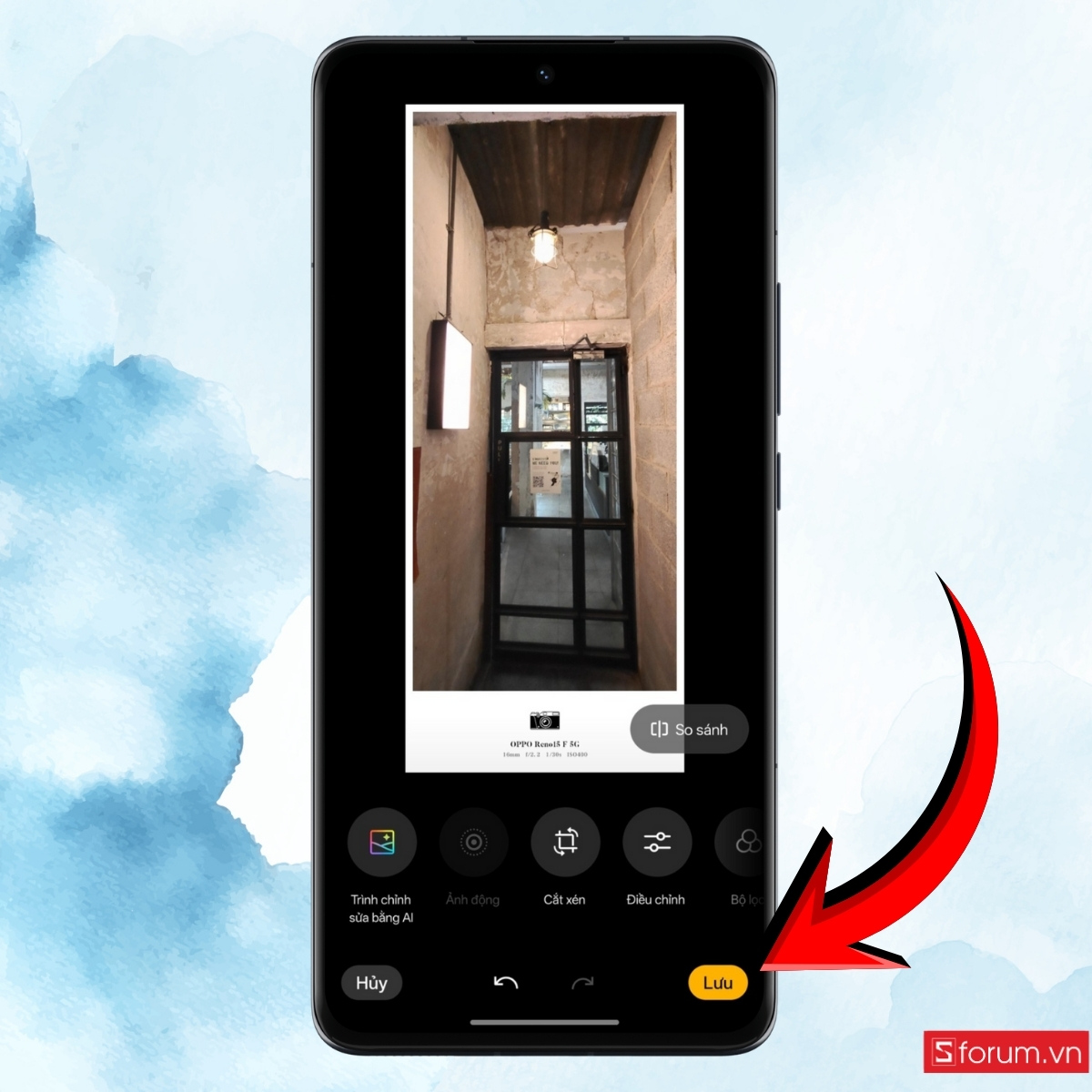 Trải nghiệm thực tế với các bước chụp ảnh chống lóa AI trên OPPO chọn ảnh lưu hình