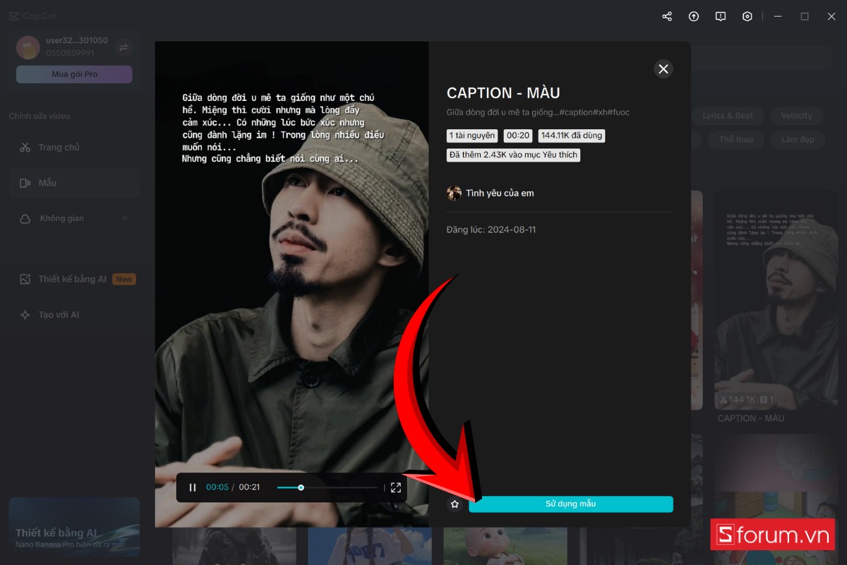 Hướng dẫn cách dùng template trên CapCut PC 5