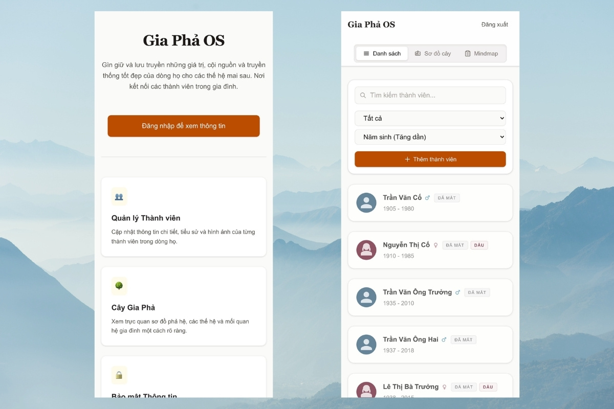 Gia phả OS khi gia phả truyền thống được đưa lên nền tảng web