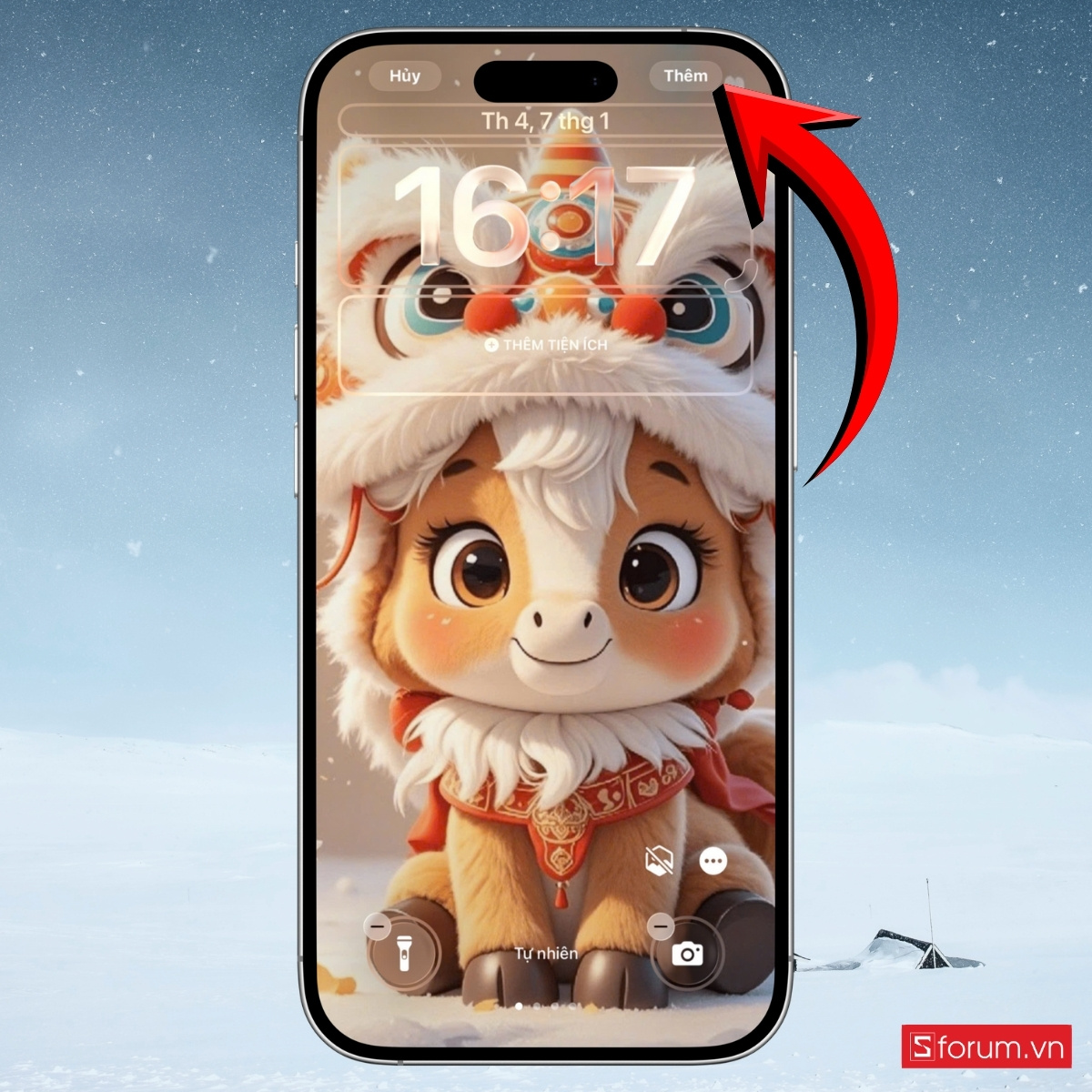 Cách đổi hình nền con ngựa chúc Tết trên iPhone điều chỉnh hiệu ứng