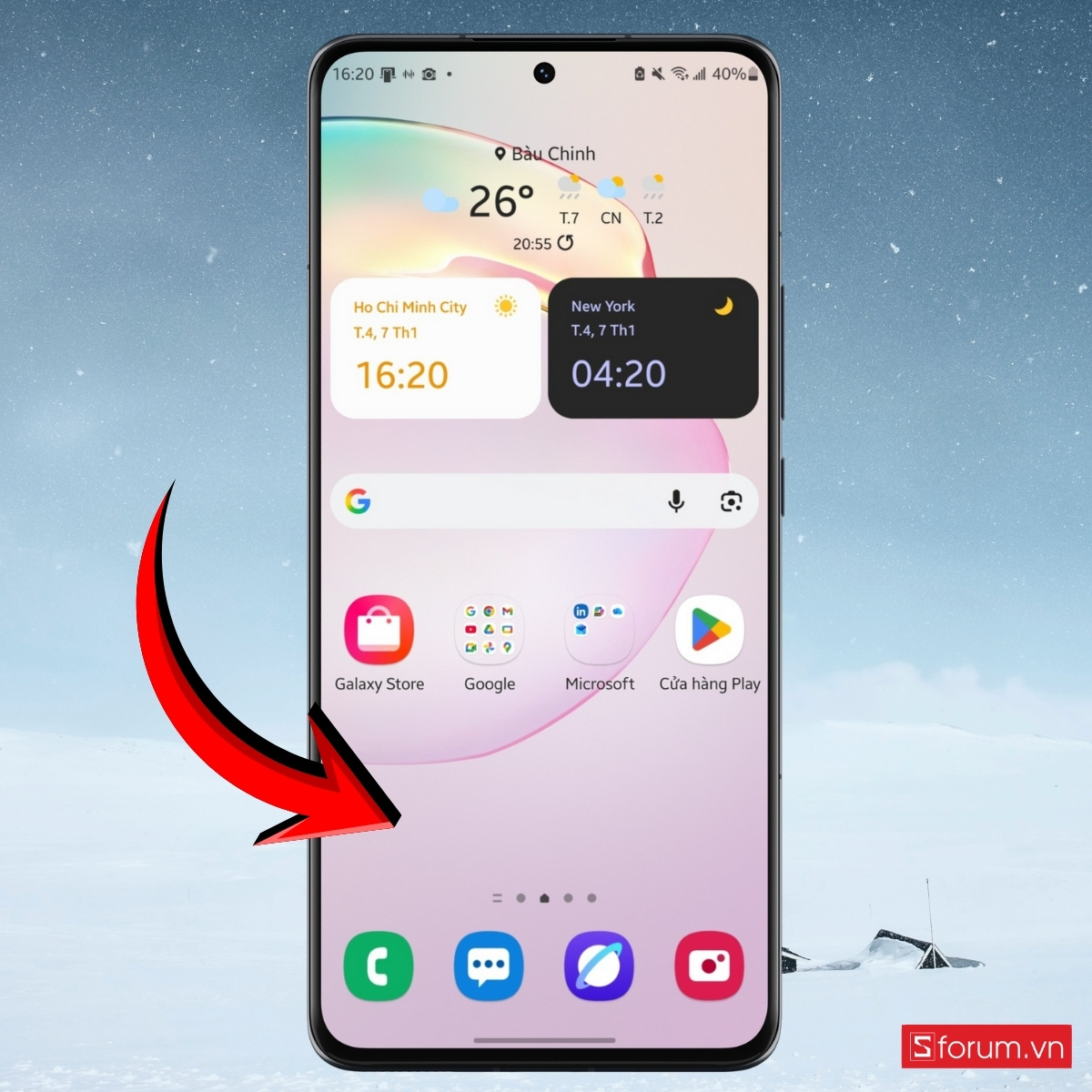 Cách đổi hình nền con ngựa chúc Tết trên Android giữ màn hình chính