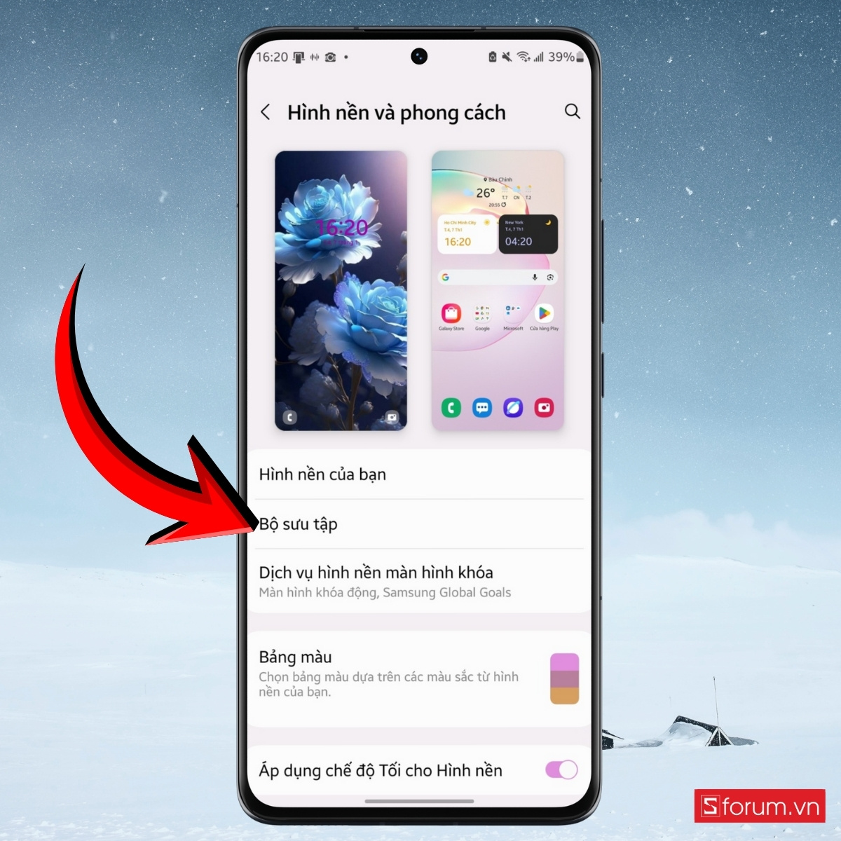 Cách đổi hình nền con ngựa chúc Tết trên Android căn chỉnh hình ảnh