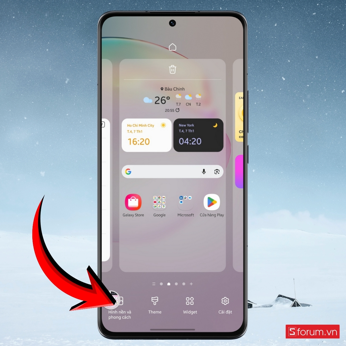Cách đổi hình nền đỏ Tết trên điện thoại Android chọn hình nền