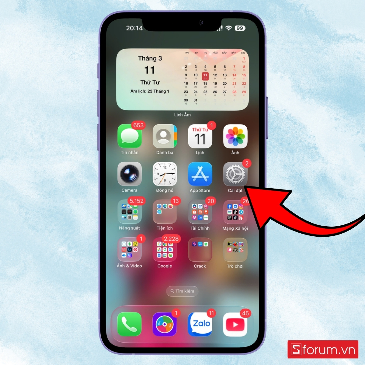 Cách cài đặt hình nền trên iPhone 17e bước 1