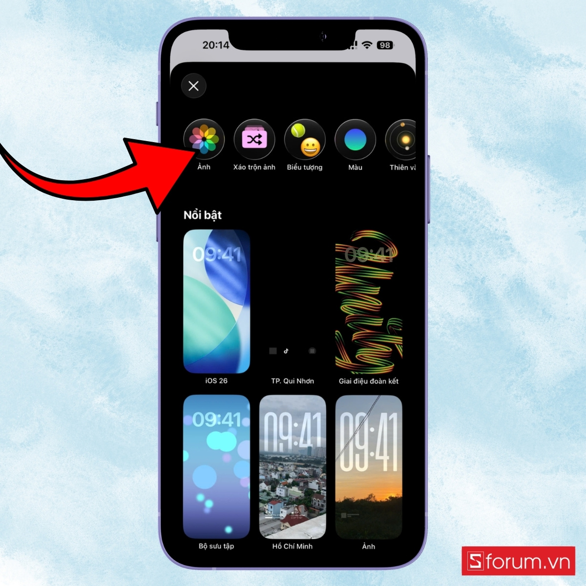 Cách cài đặt hình nền trên iPhone 17e bước 4
