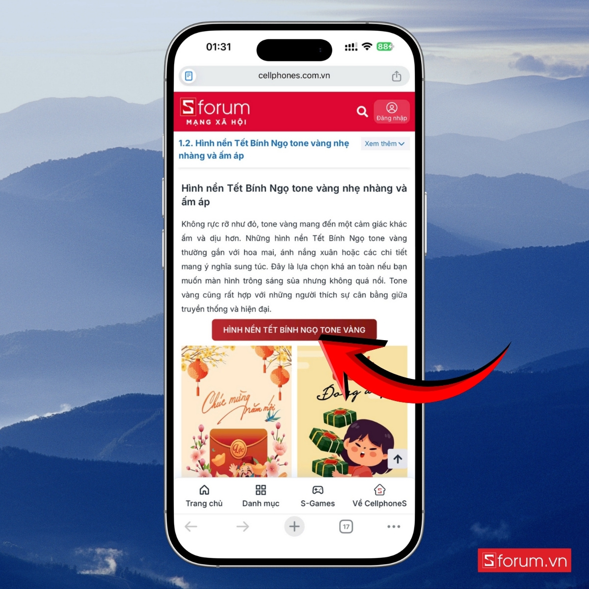 Cách tải hình nền Tết Bính Ngọ về điện thoại mở link