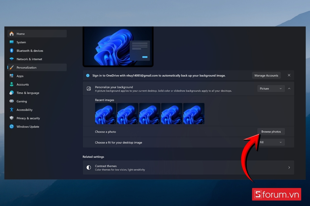 Cách thay hình nền Tết Bính Ngọ trên máy tính Windows bấm Browse Photo