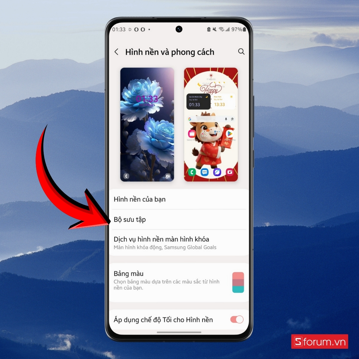 Cách đổi hình nền Tết Bính Ngọ trên iPhone mở thư viện ảnh