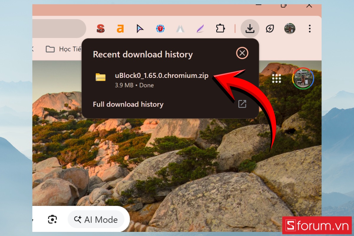 Hướng dẫn bật lại uBlock Origin trên Chrome 140.0.7339.81 bản mới bước 1