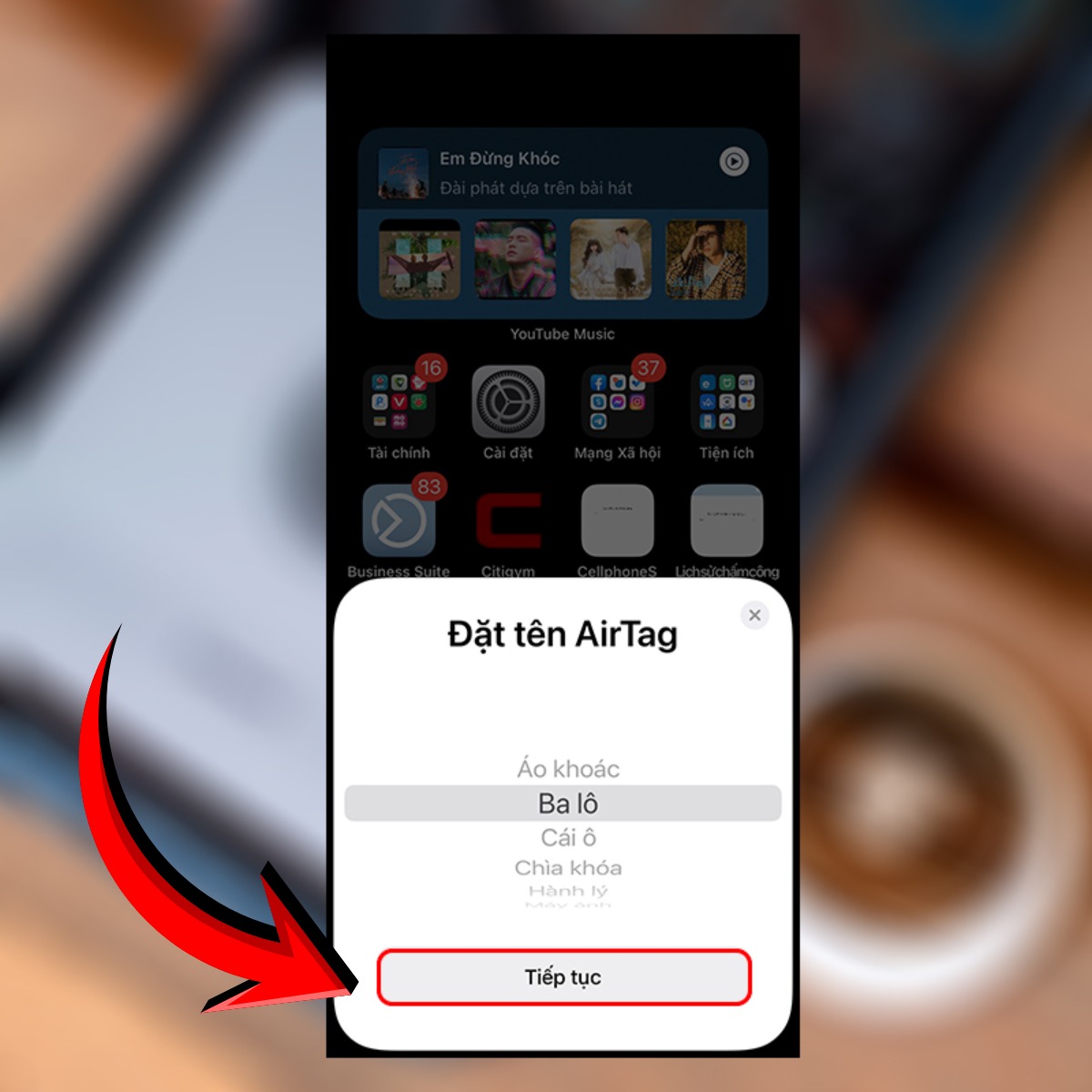 Hướng dẫn cách kết nối Apple AirTag với iPhone trong vài phút chọn tên
