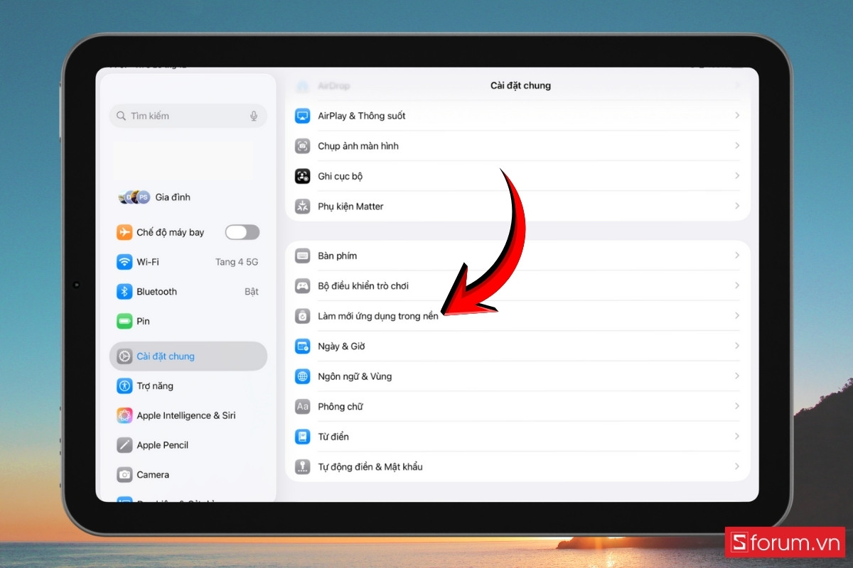 Tắt làm mới ứng dụng trong nền khi đang sạc bước 2