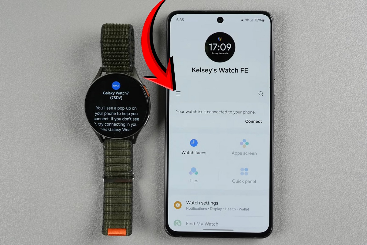 Mở menu và chọn kết nối