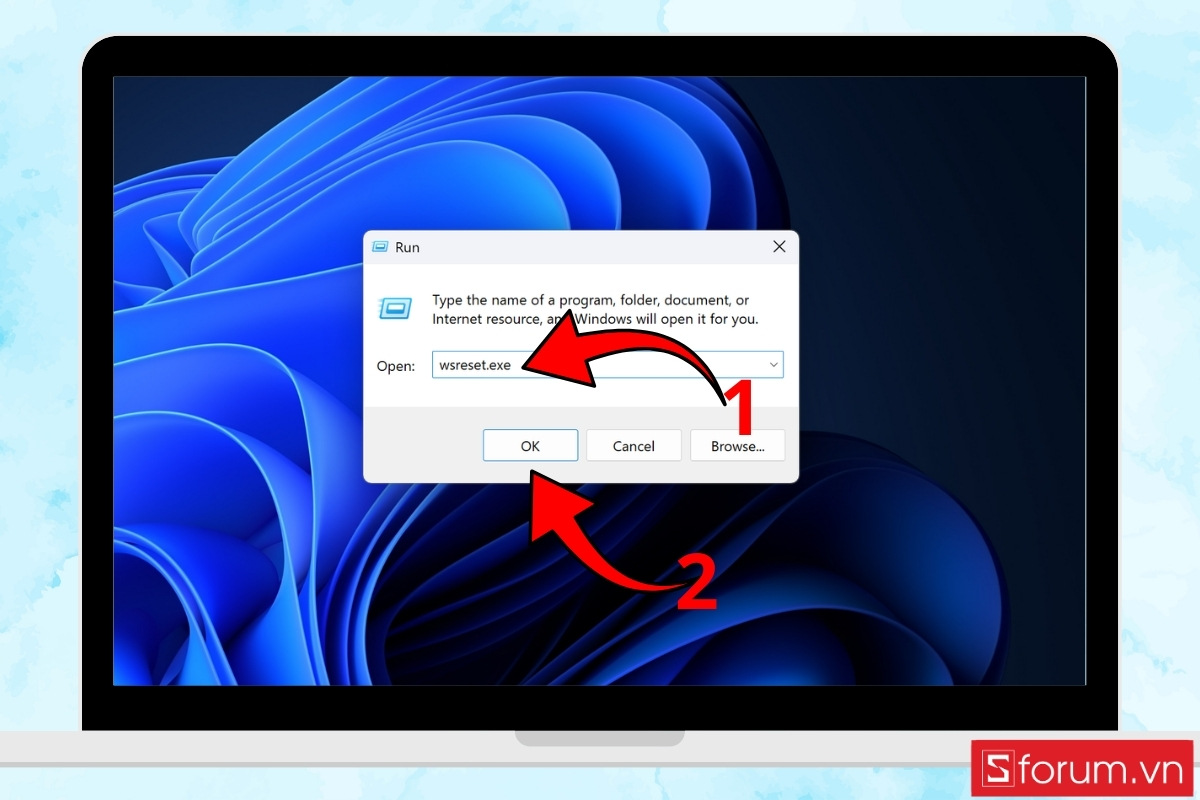 Reset bộ nhớ đệm Microsoft Store bước 2