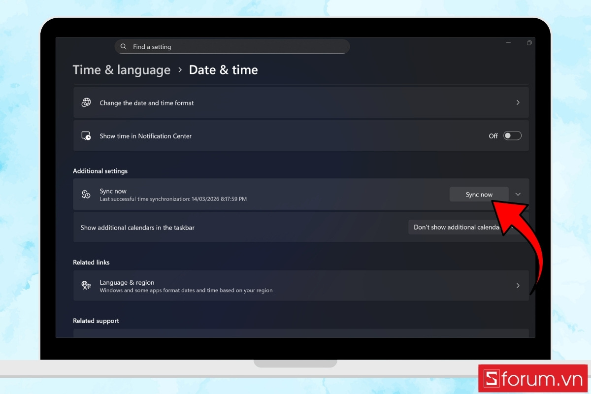 Kiểm tra và đồng bộ thời gian hệ thống bước 4